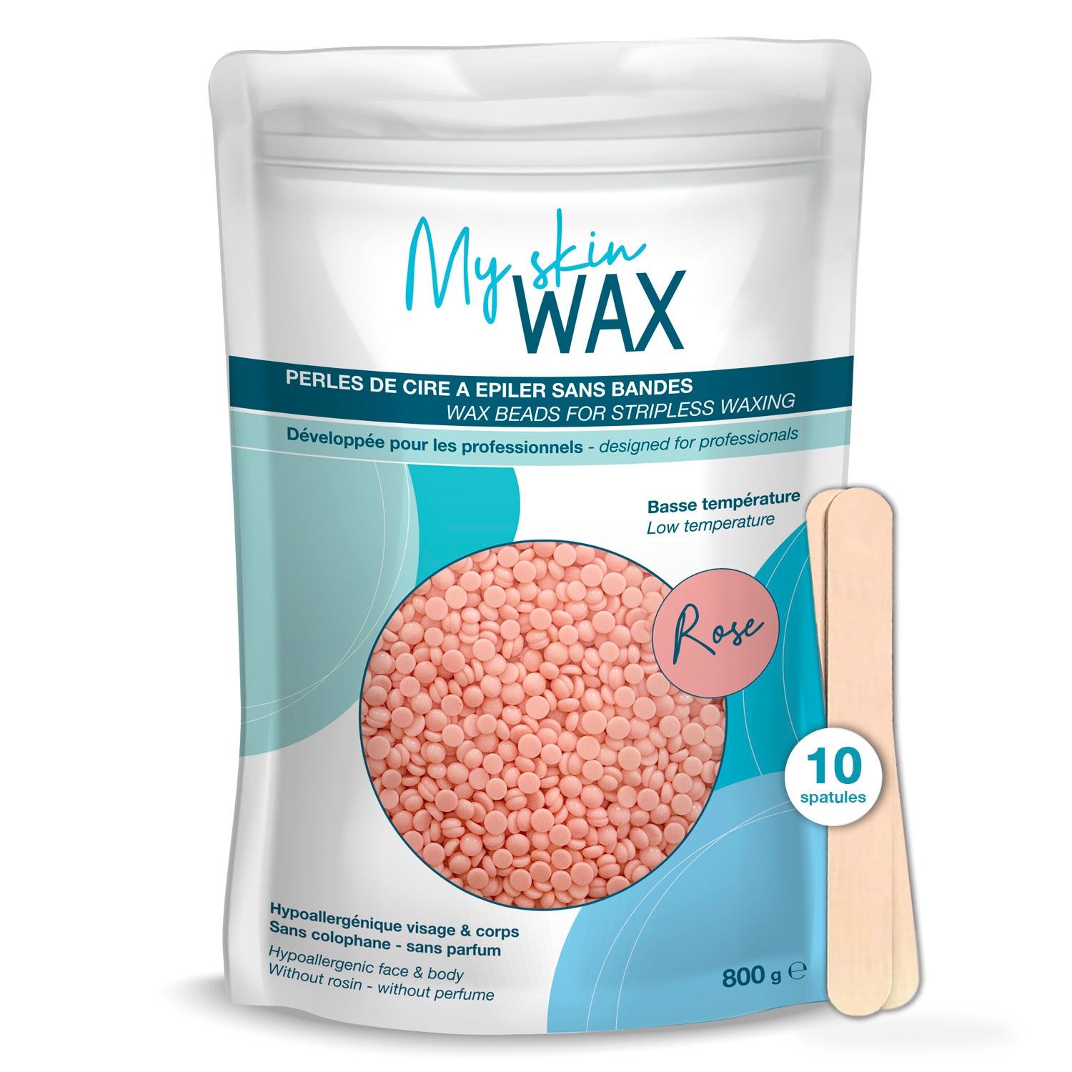 My Skin Wax - Strip-Free Wax Beads, 800g, Hypoallergenic, Gentle Hair Removal Wax with No Redness, Special for Sensitive Skin - Pink 